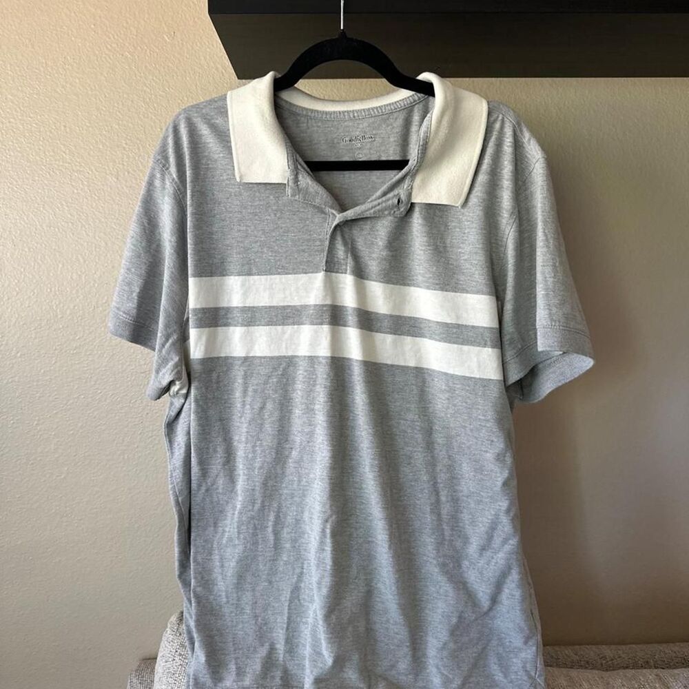 Goodfellow-co Men's Grey and White Polo-shirts